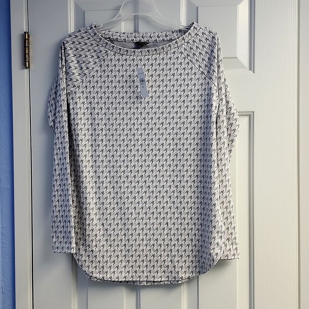 Ann Taylor Tunic Top Houndstooth Boatneck  NWT